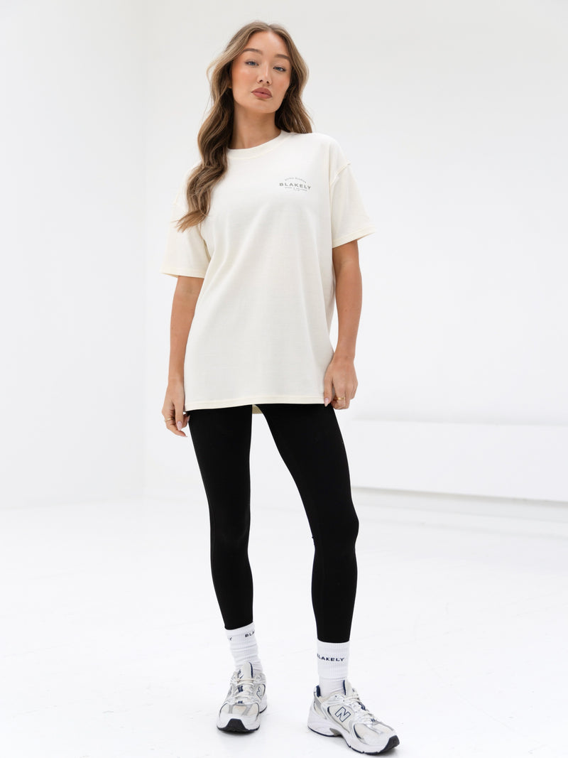 Curved Active Studios Oversized T-Shirt - Chalk & Olive