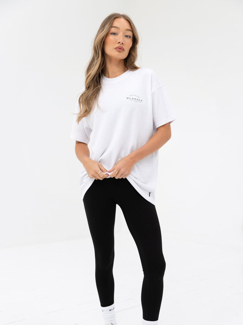 Curved Active Studios Oversized T-Shirt - White & Safari Green