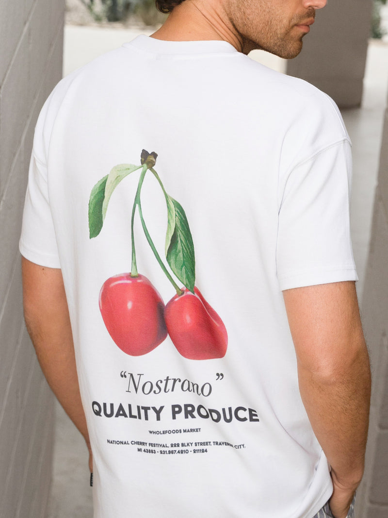 Cherry Print Relaxed T-Shirt - White