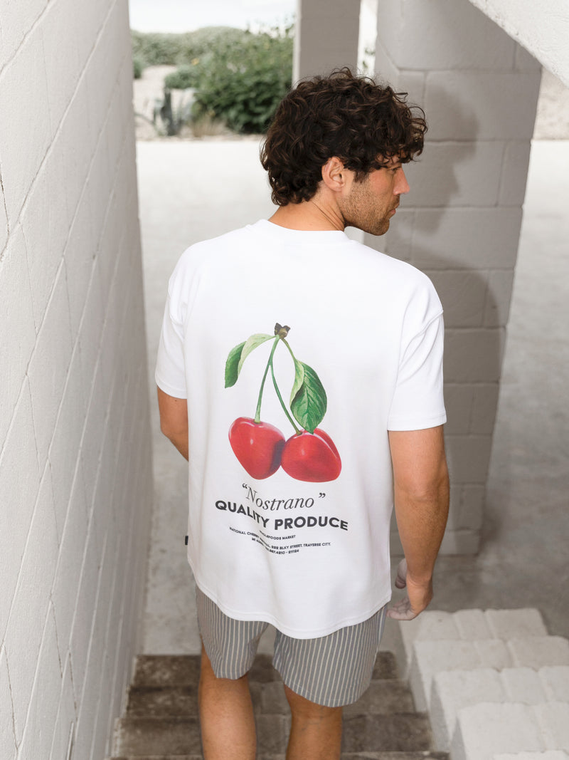 Cherry Print Relaxed T-Shirt - White