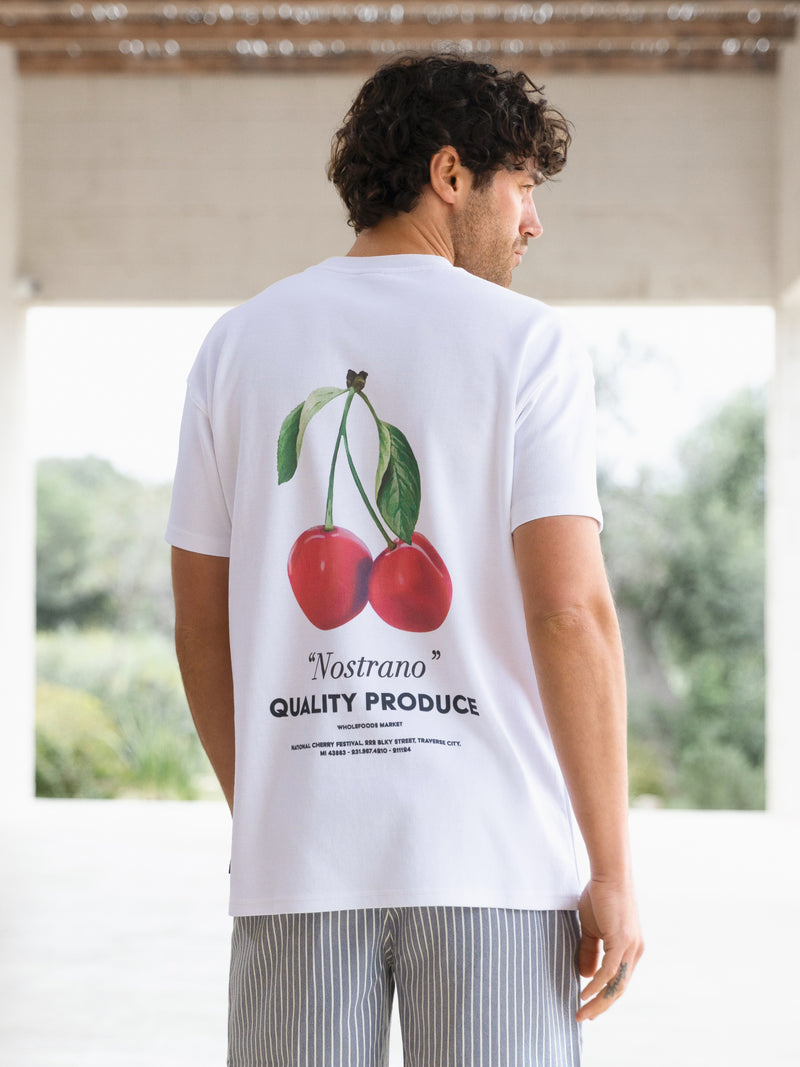 Cherry Print Relaxed T-Shirt - White