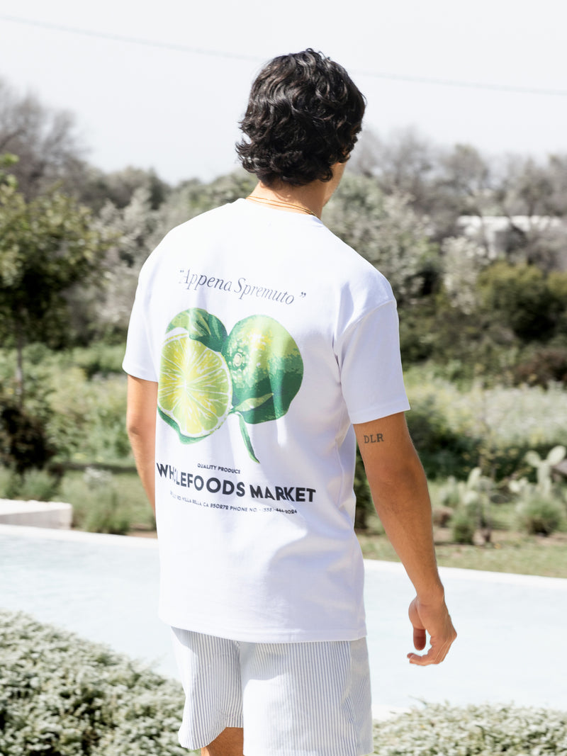 Lime Print Relaxed T-Shirt - White