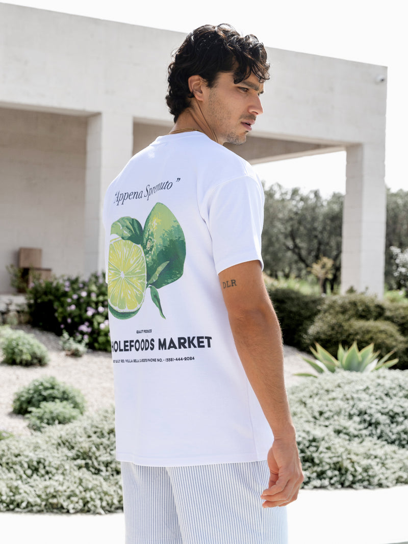 Lime Print Relaxed T-Shirt - White