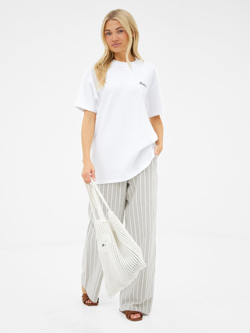 Pia Peach Oversized T-Shirt - White