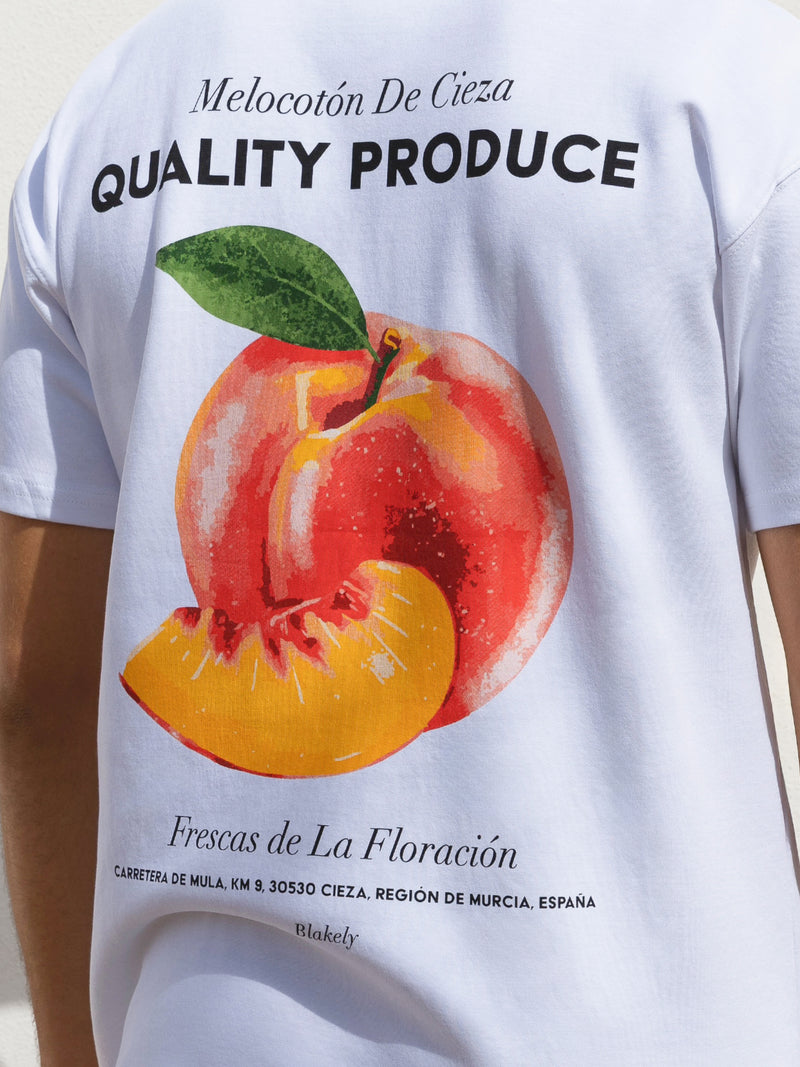 Peach Print Relaxed T-Shirt - White