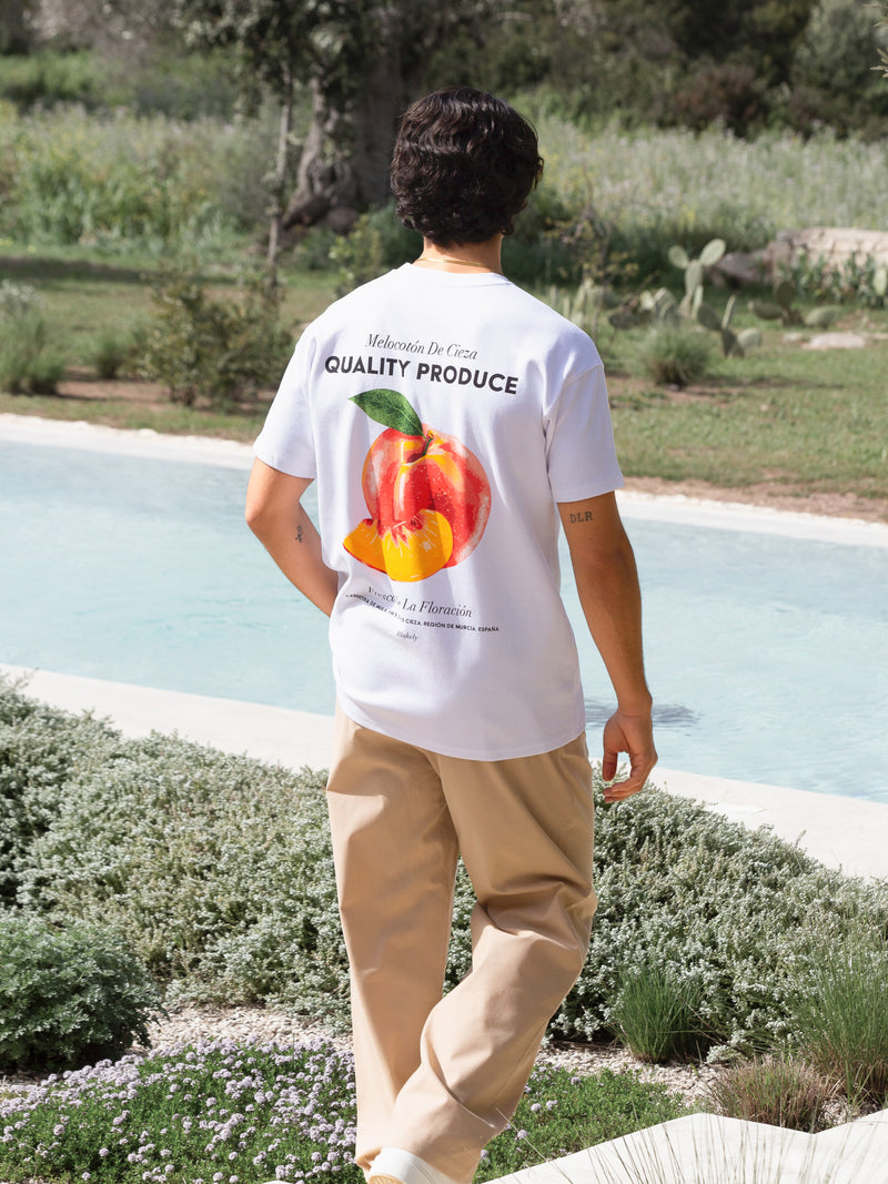 Peach Print Relaxed T-Shirt - White