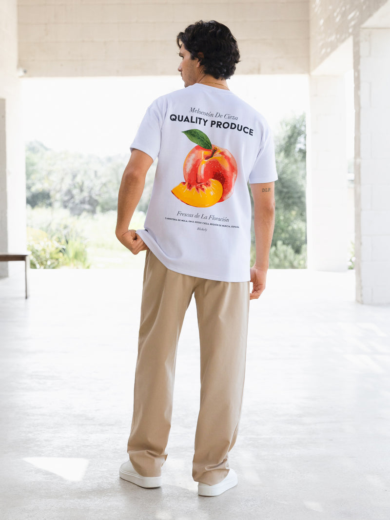 Peach Print Relaxed T-Shirt - White