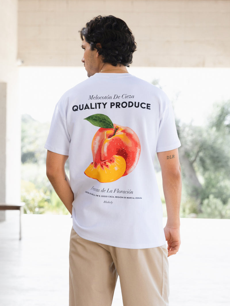 Peach Print Relaxed T-Shirt - White