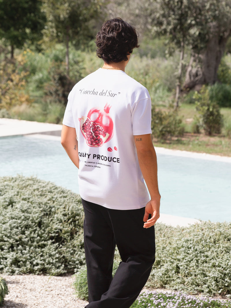 Pomegranate Print Relaxed T-Shirt - White