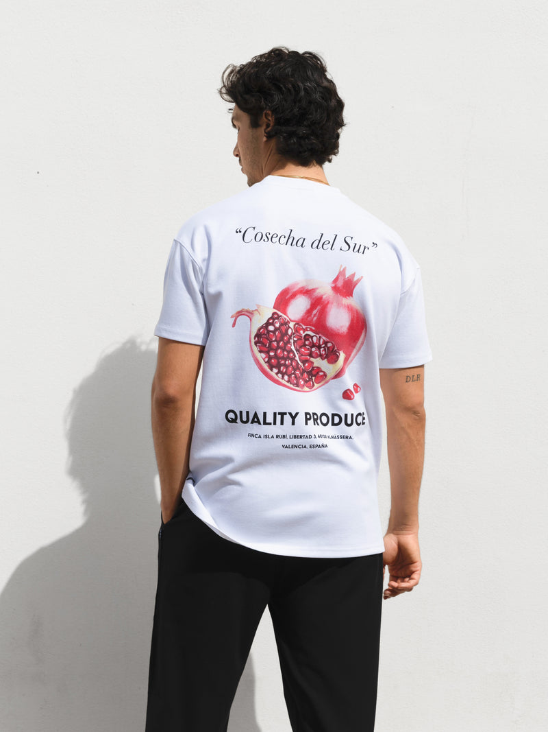 Pomegranate Print Relaxed T-Shirt - White