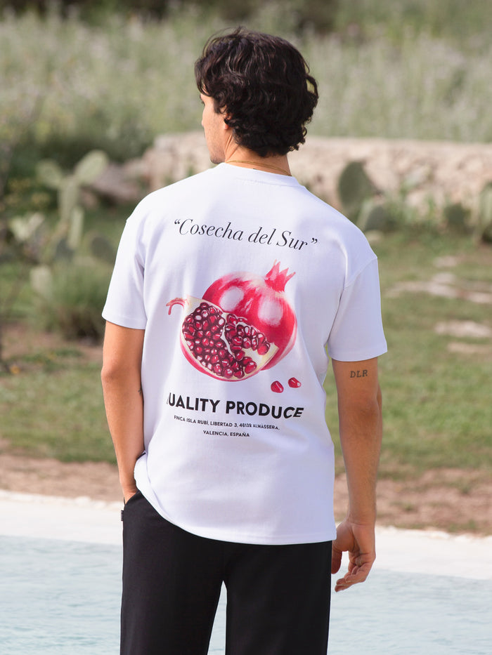 Pomegranate Print Relaxed T-Shirt - White