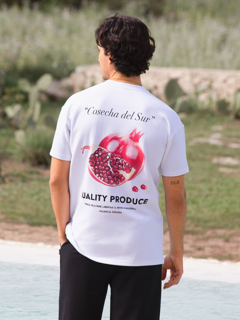 Pomegranate Print Relaxed T-Shirt - White