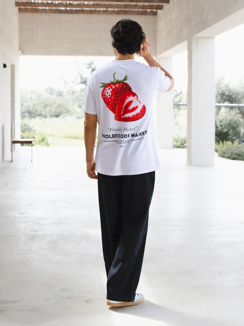 Strawberry Print Relaxed T-Shirt - White