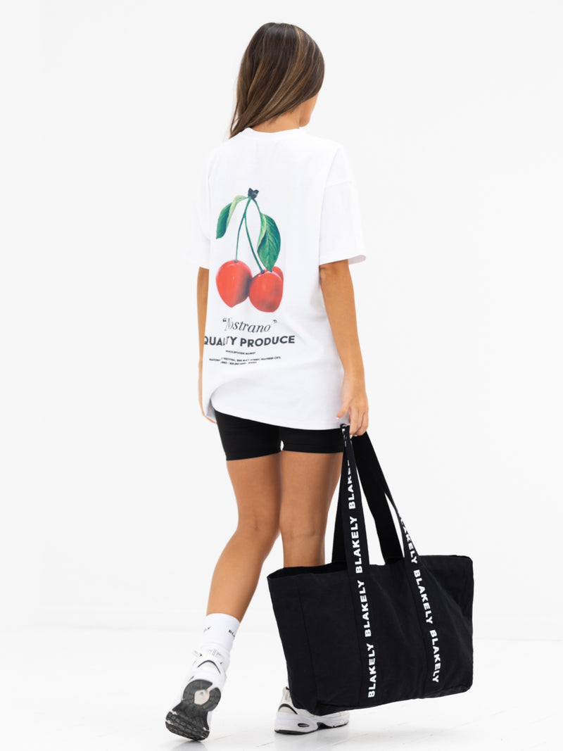 Callie Cherry Oversized T-Shirt - White