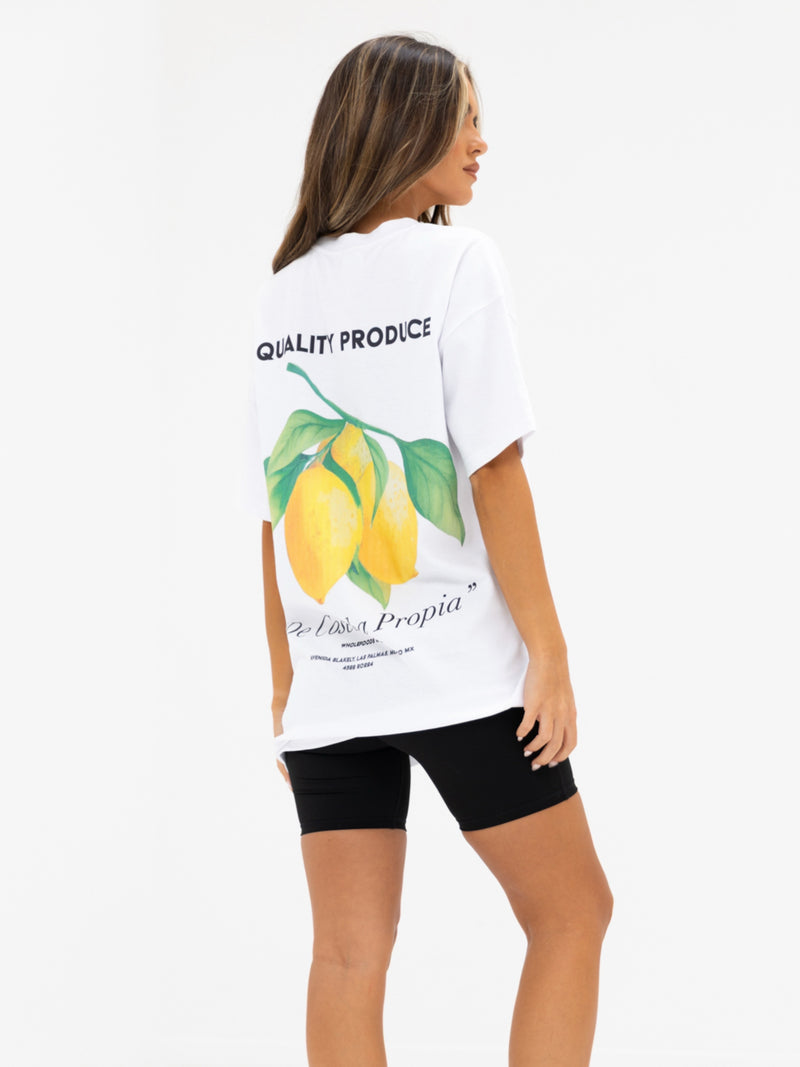 Lia Lemon Oversized T-Shirt - White