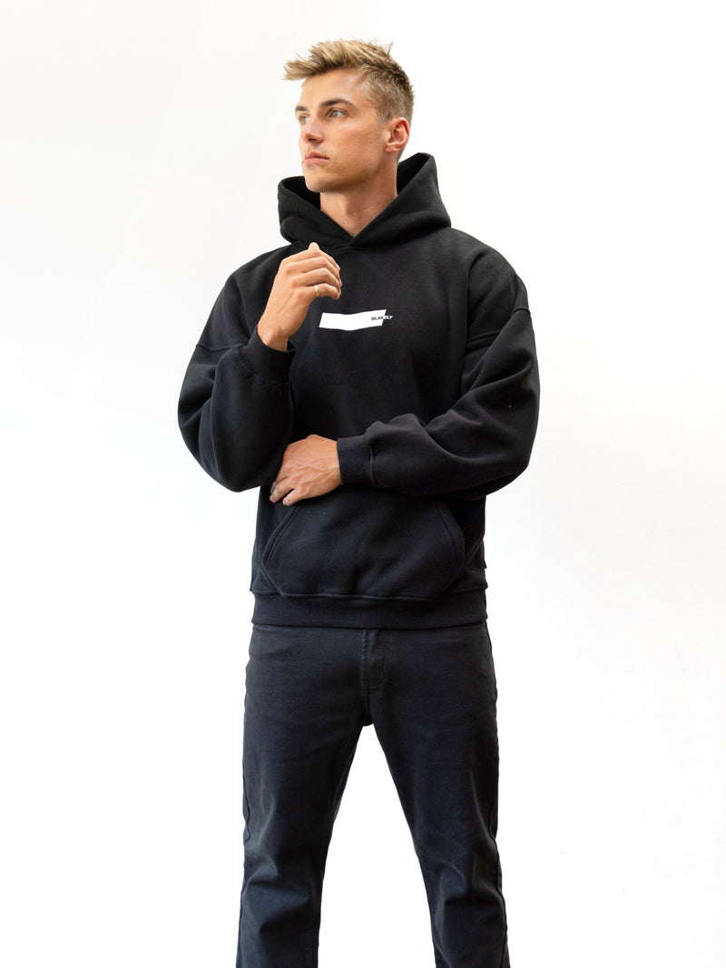 Kobe Italic Relaxed Hoodie - Black
