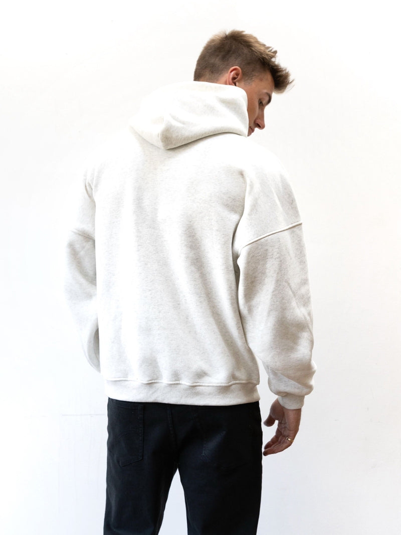 Kobe Italic Relaxed Hoodie - Marl White
