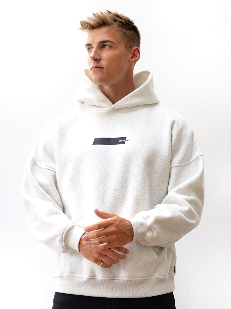 Kobe Italic Relaxed Hoodie - Marl White