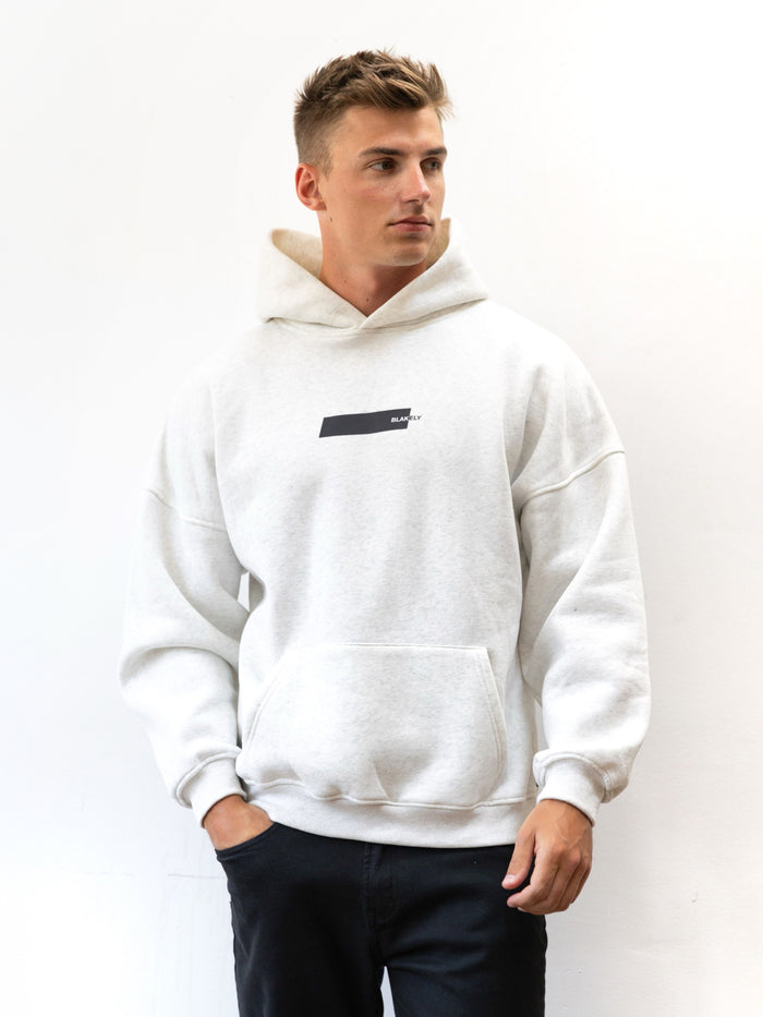 Kobe Italic Relaxed Hoodie - Marl White