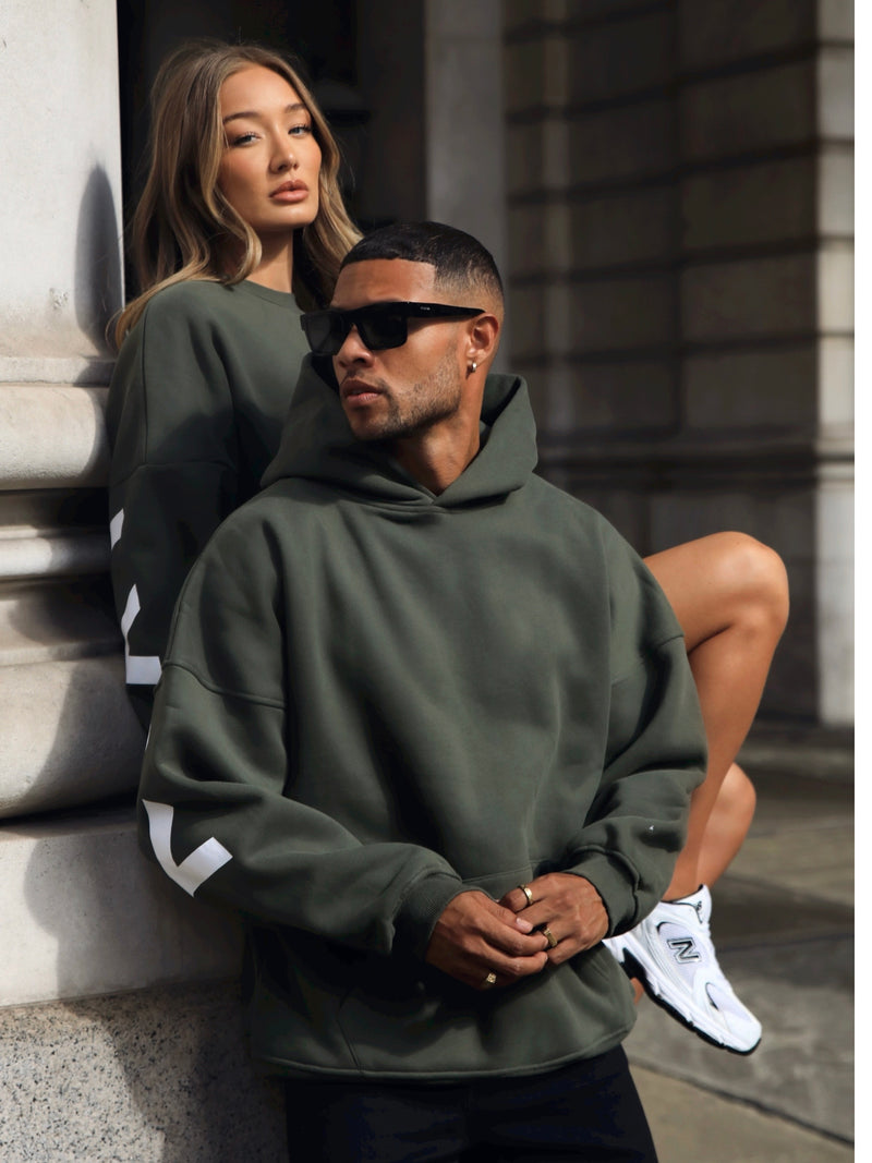 Idris Oversized Hoodie - Khaki Green