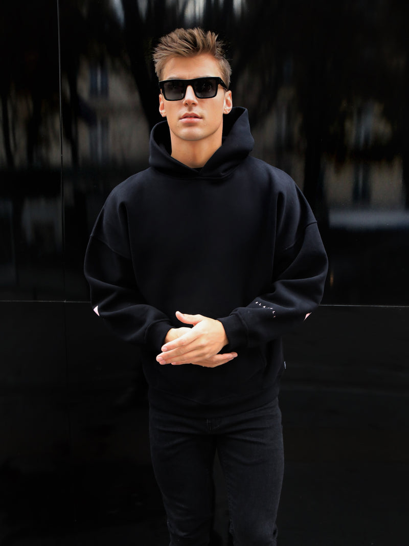 Members Idris Oversized Hoodie - Black & Pink