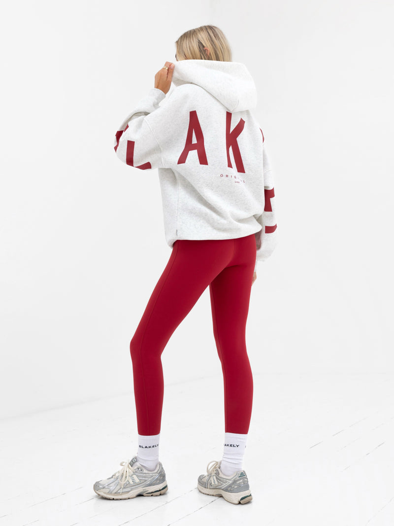 Isabel Oversized Hoodie - Marl White & Cherry Red