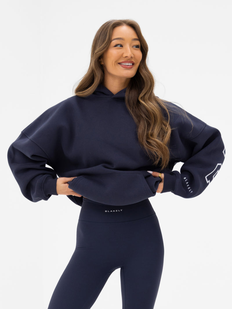 Varsity Isabel Oversized Hoodie - True Navy