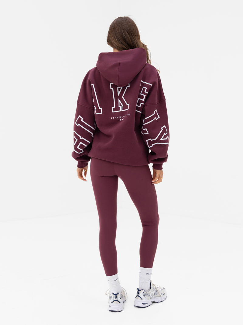 Varsity Isabel Oversized Hoodie - Old Burgundy