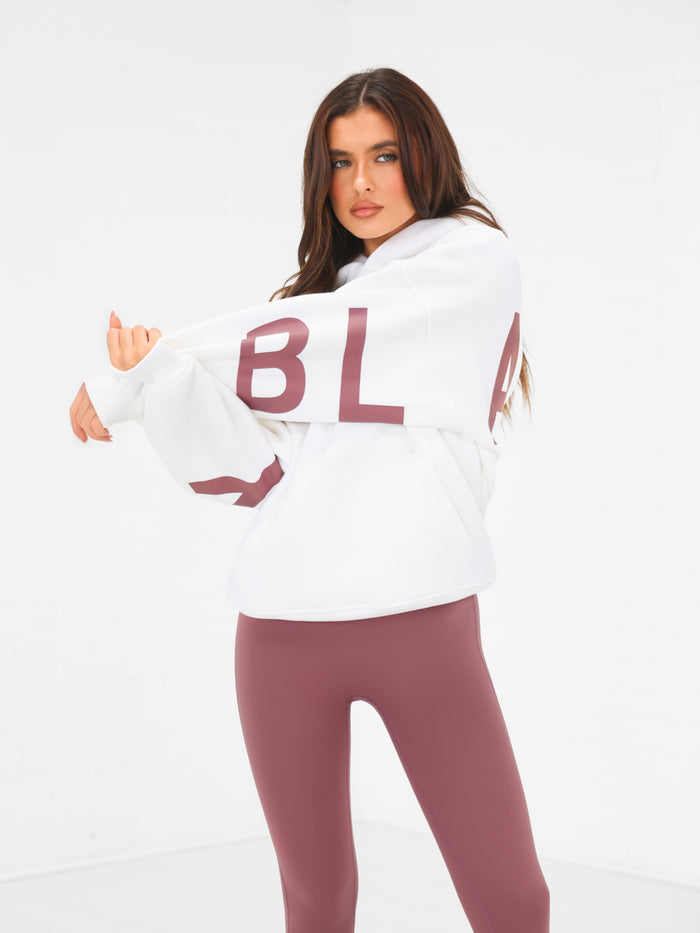 Isabel Oversized Hoodie - Flat White & Rose Taupe