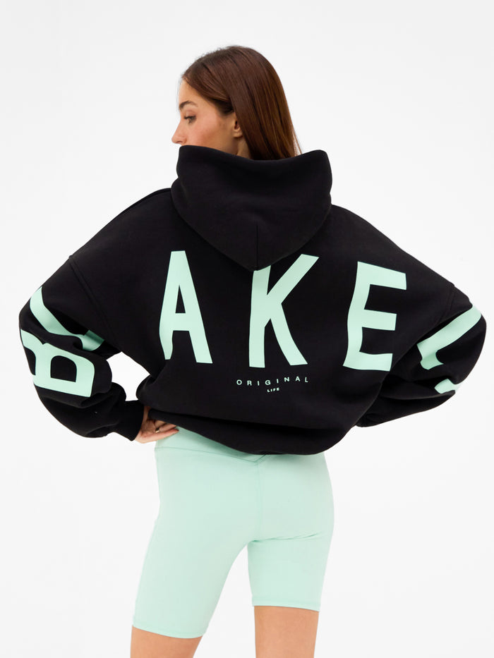 Isabel Oversized Hoodie - Black & Pastel Green