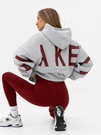 Isabel Oversized Hoodie - Marl Grey & Maroon Red