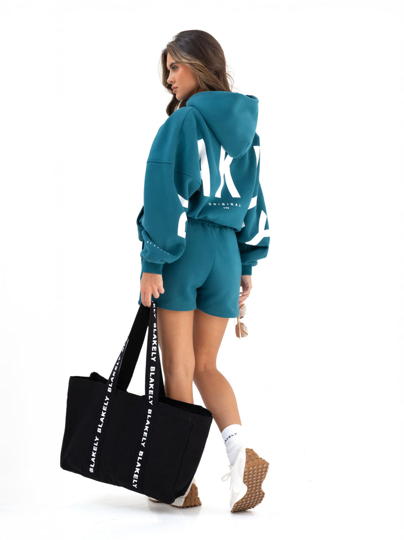 Isabel Hoodie & Jogger Shorts Set - Storm Teal