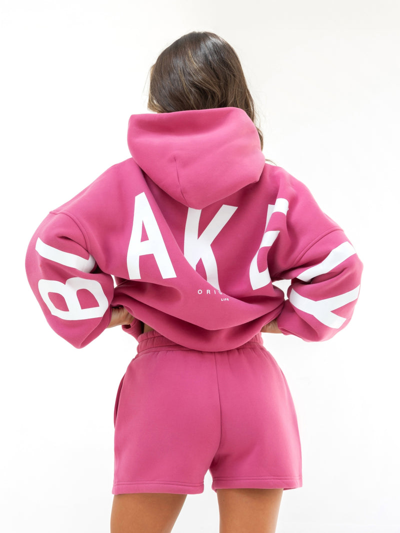 Isabel Hoodie & Jogger Shorts Set - Hot Pink