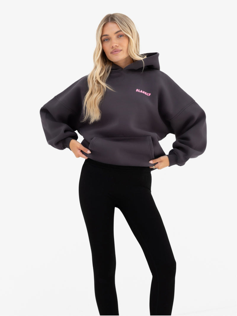 Cloud Print Oversized Hoodie - Graphite