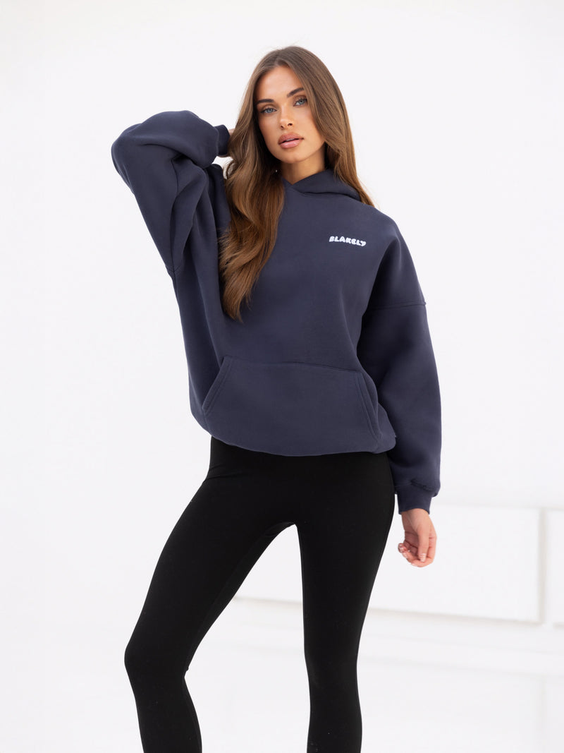 Cloud  Print Oversized Hoodie - True Navy