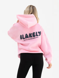 Cloud Print Oversized Hoodie - Powder Pink