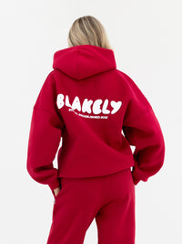 Cloud Print Oversized Hoodie - Cherry Red