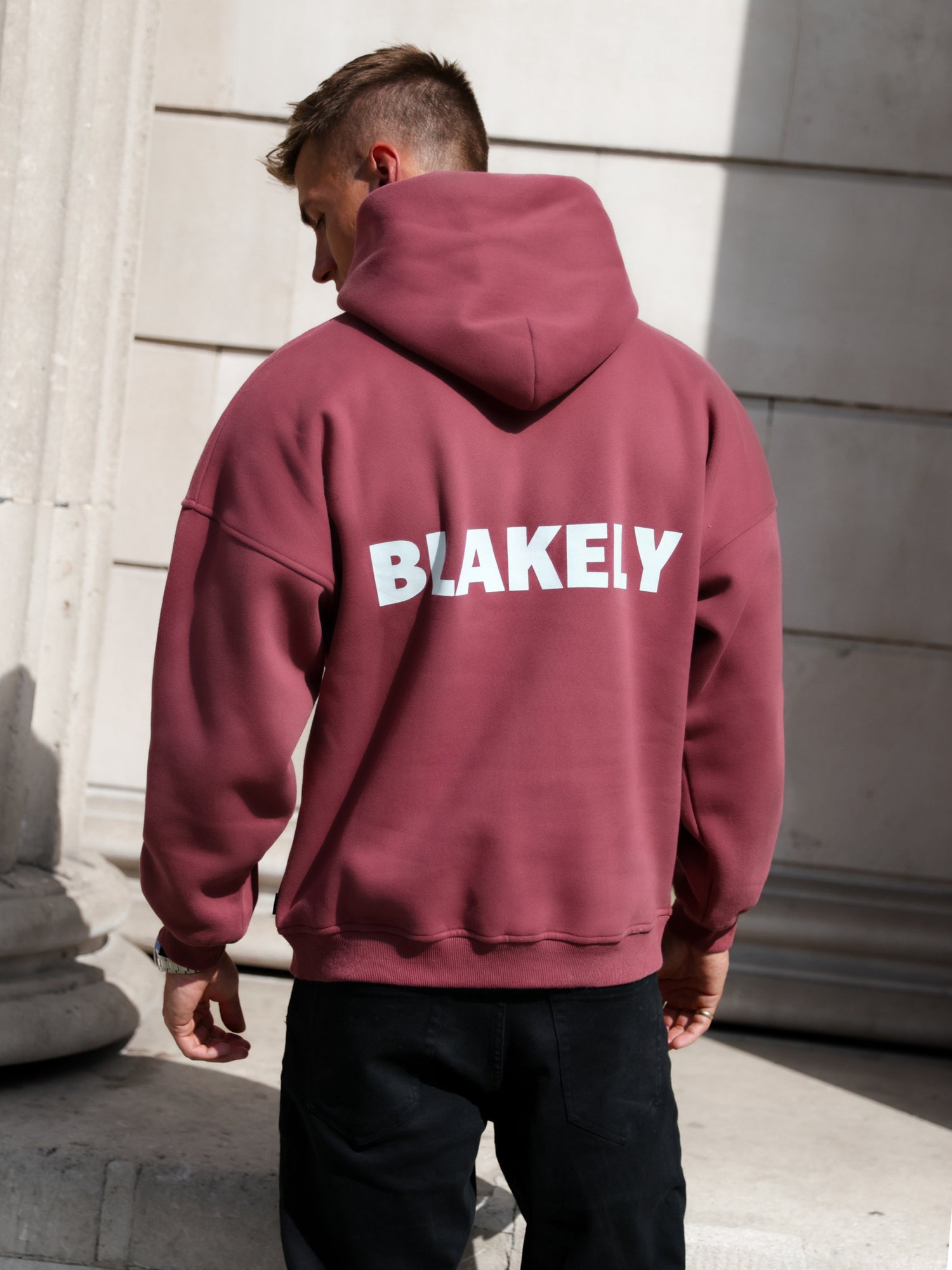 Buy Blakely Mens Dark Pink Arlo Relaxed Hoodie Free delivery on