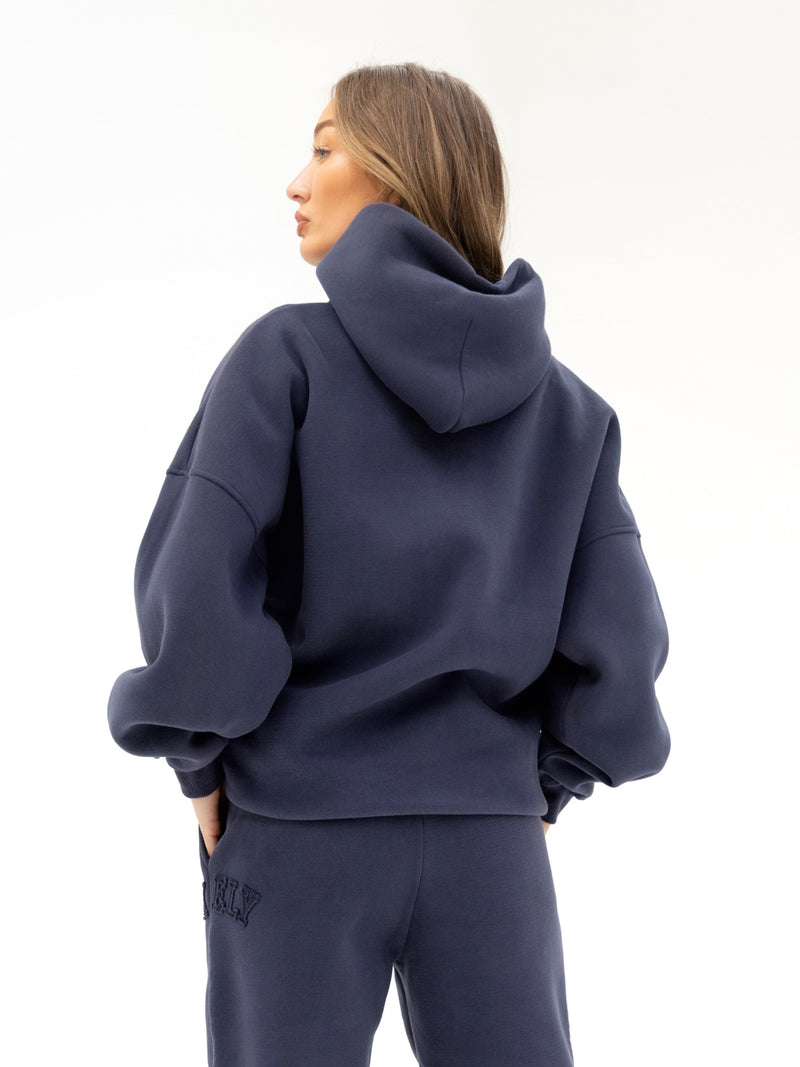 Tonal Varsity Oversized Hoodie & Sweatpants Set - True Navy