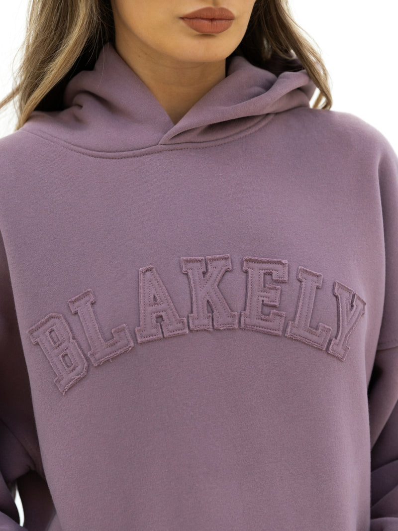 Tonal Varsity Oversized Hoodie & Sweatpants Set - Soft Mauve