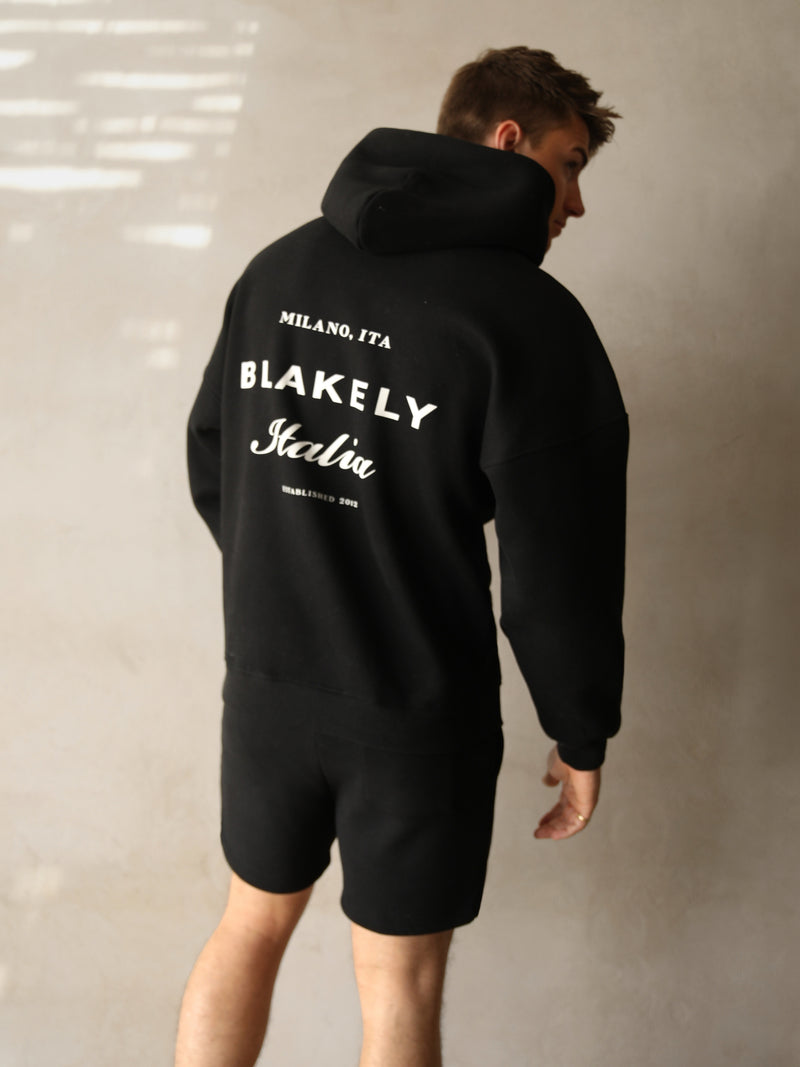 Italia Relaxed Hoodie - Black