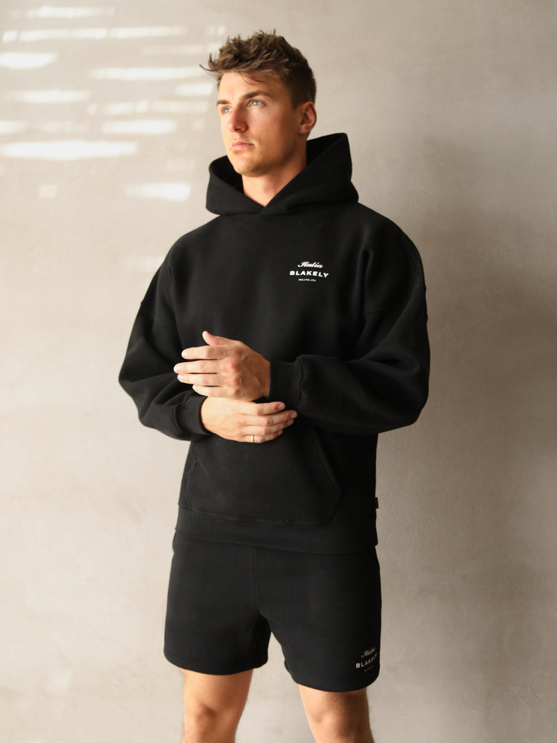 Italia Relaxed Hoodie - Black