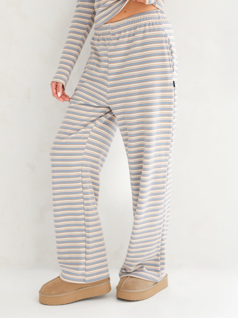 Sadie Stripe Wide Leg Trousers - Baby Blue Stripe