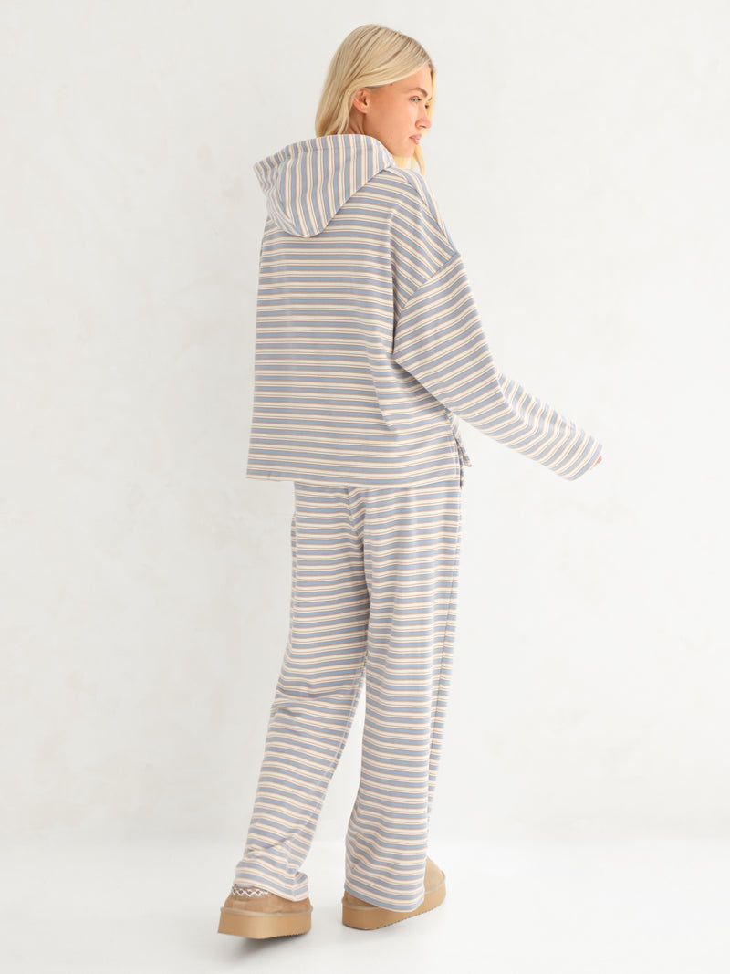 Sadie Stripe Wide Leg Trousers - Baby Blue Stripe