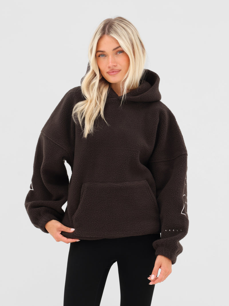 Borg Isabel Oversized Hoodie - Chocolate Brown