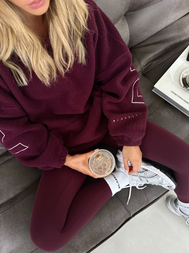 Borg Isabel Oversized Hoodie - Dark Cherry