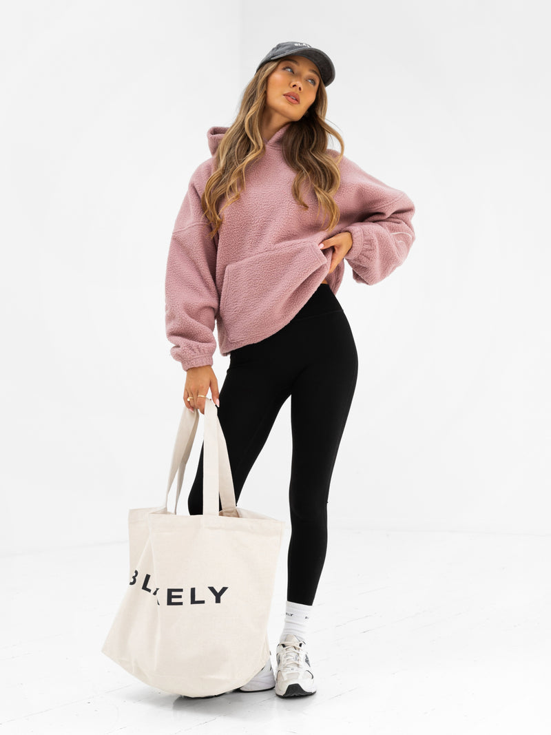 Borg Isabel Oversized Hoodie - Dusty Pink