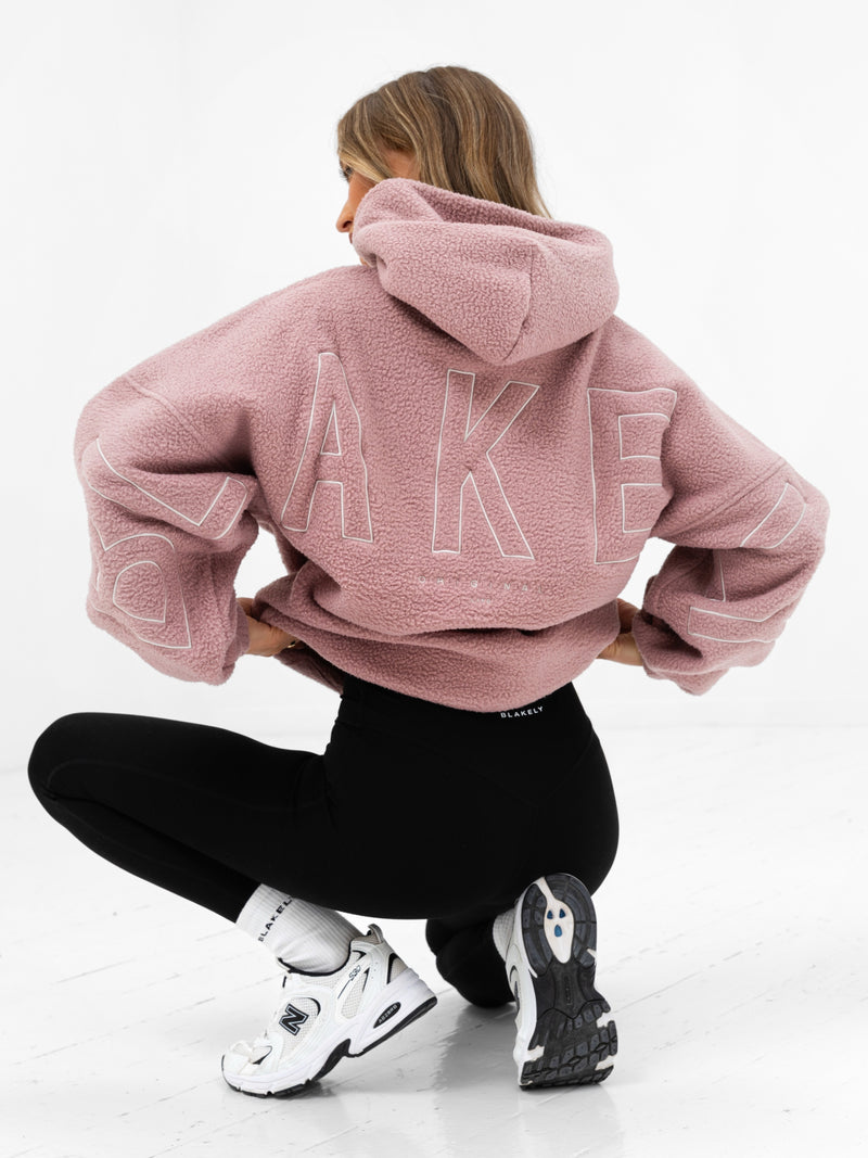 Borg Isabel Oversized Hoodie - Dusty Pink