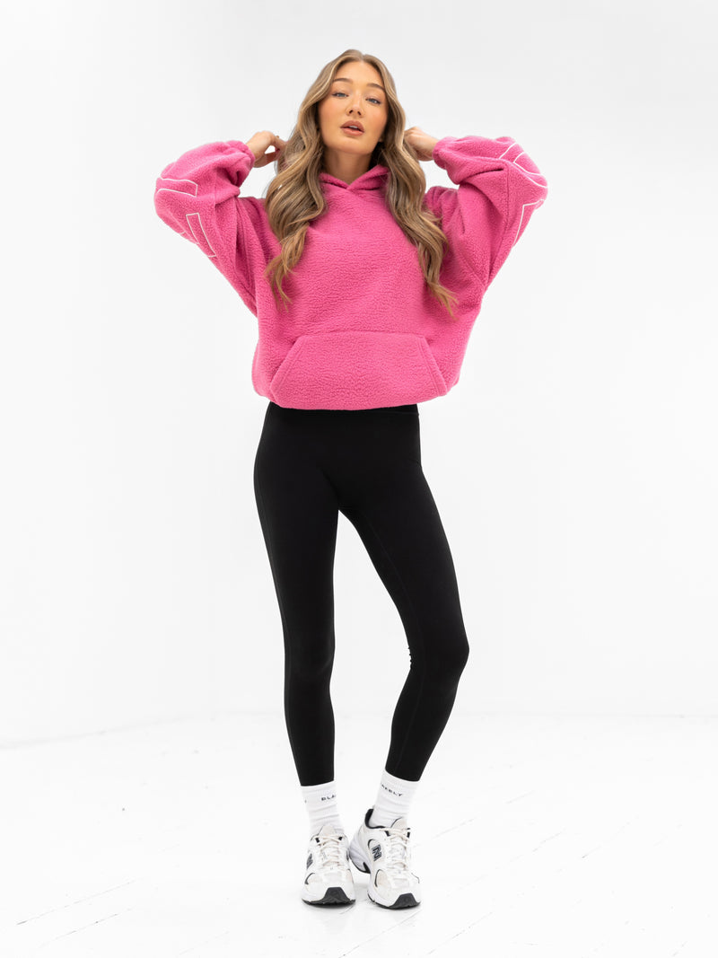 Borg Isabel Oversized Hoodie - Hot Pink