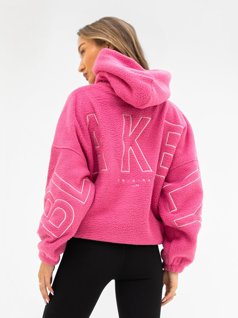 Borg Isabel Oversized Hoodie - Hot Pink